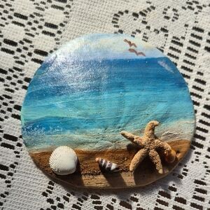 Coastal Beach Scene Sand Dollar Art